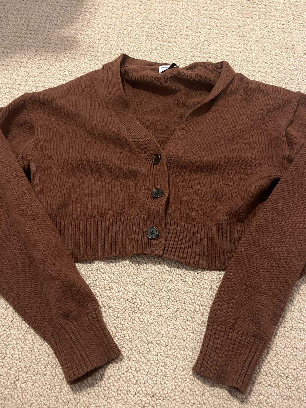 Sunday Best Bianca Cardigan Cognac Organic Cotton V Neck Button Up Extra Small - Picture 4 of 5